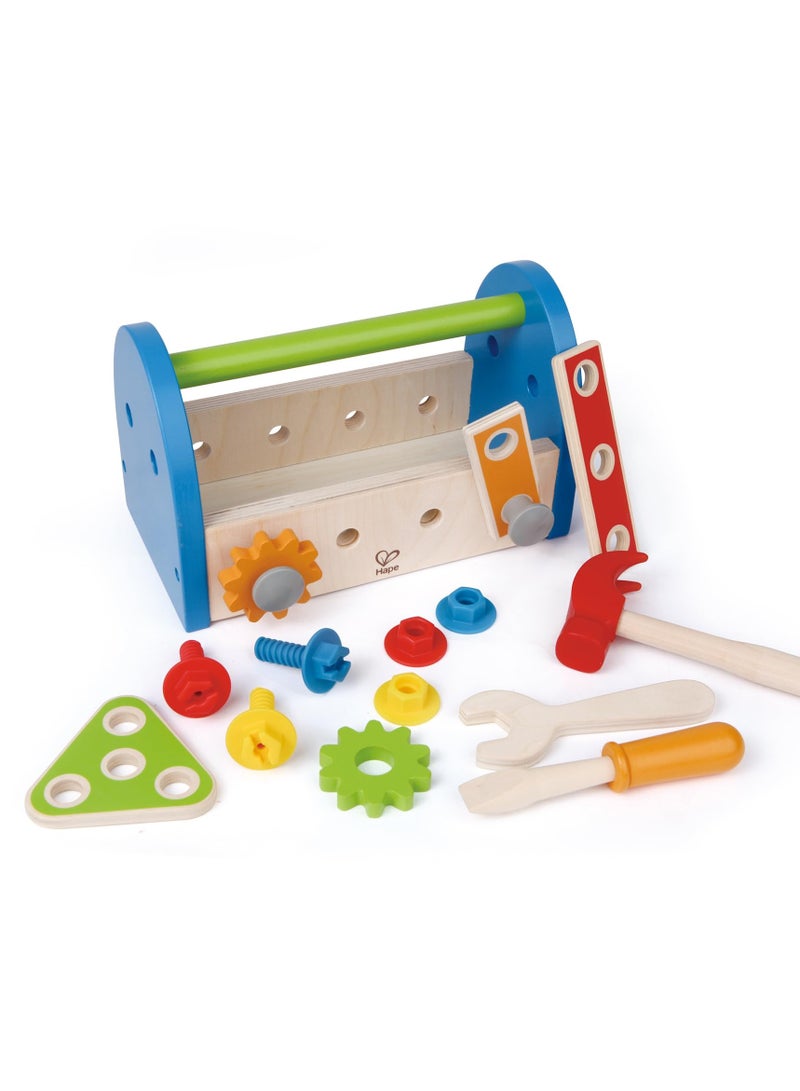 Fix-It Wooden Toolbox Set | 14-Piece Pretend Play Construction Tool Kit for Kids | Includes Hammer, Wrench, Nails, Bolts | Promotes Problem-Solving  Engineering Skills Wooden Pounding Toys 3Y+ - Image 1